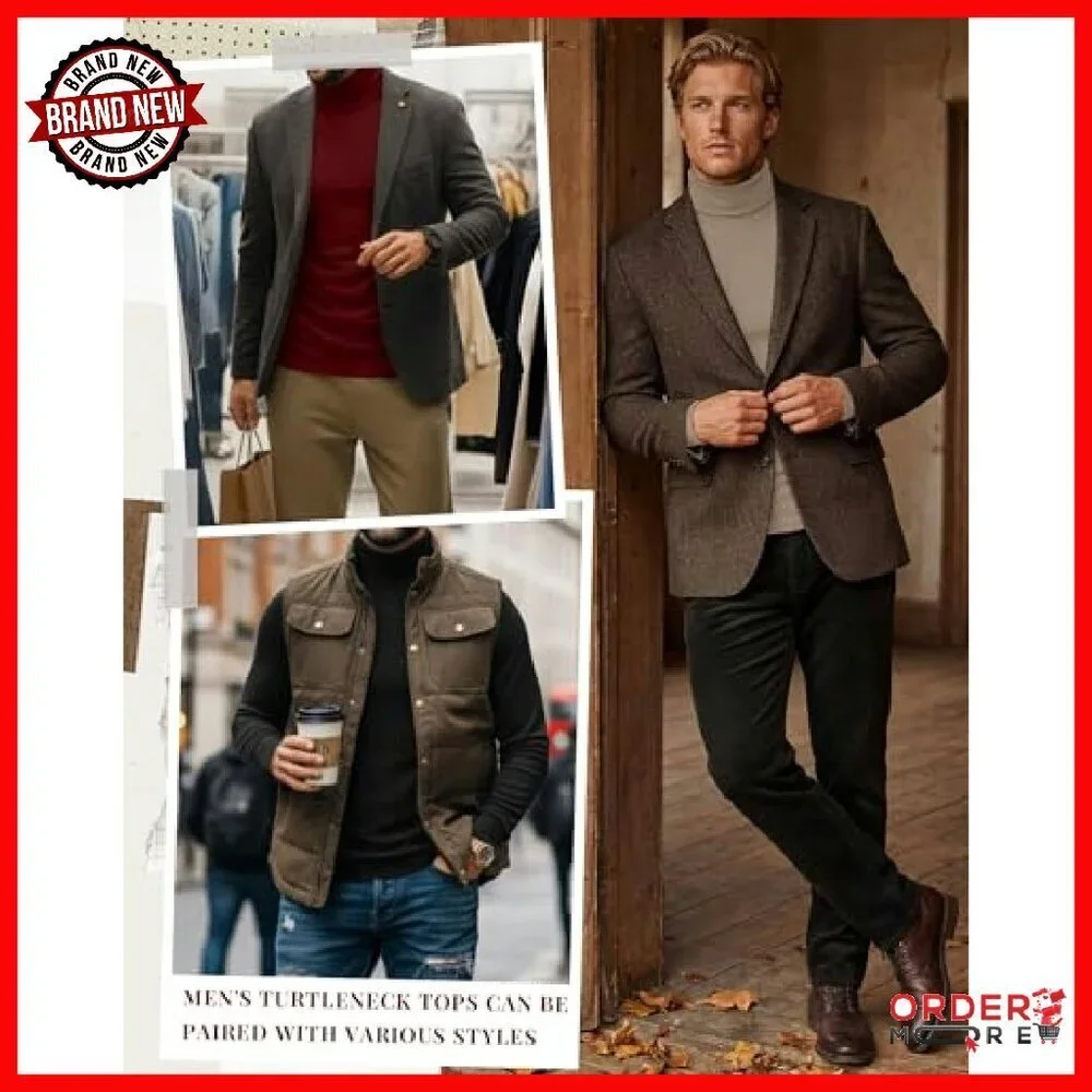 Men's Thermal Turtleneck 3-Pack Slim Fit Long Sleeve Knitted Pullover